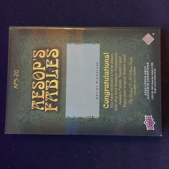 Upper Deck Goodwin Champions Aesops Fables The Wolf And The Shepard Sketch 1/1 - Picture 3 of 3